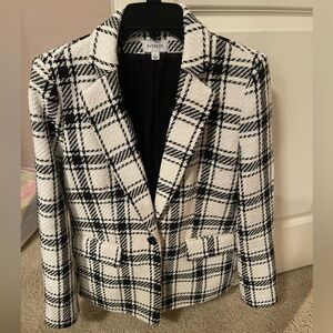 Evereve Black and White Plaid Women's Blazer, size Large